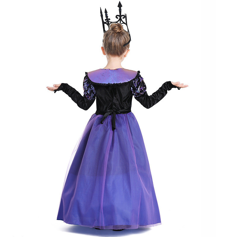 Halloween Children's Costume Twilight Princess Medieval Purple Court Gown