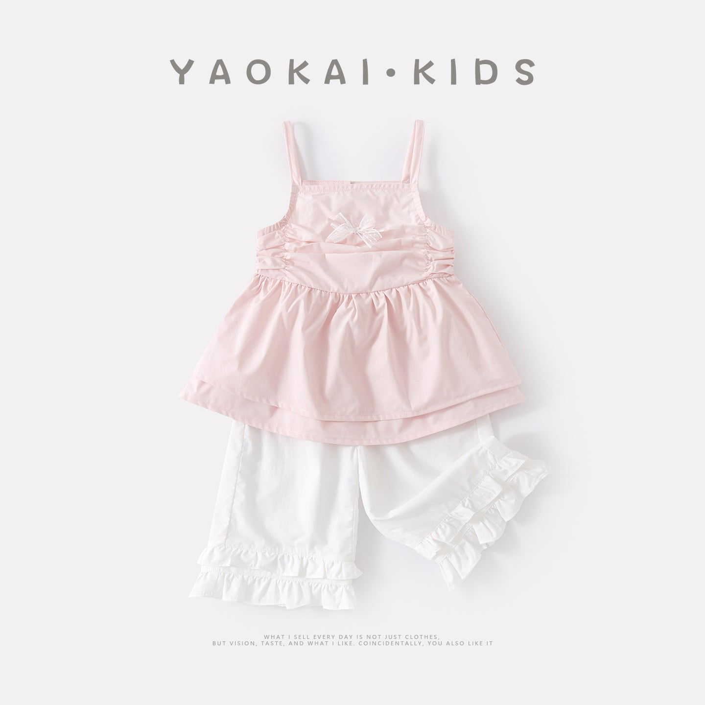 Cute Butterfly Knot Strap Top for Babies and Toddlers, Lightweight Casual Ruffled Wide-Leg Pants