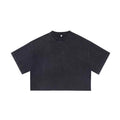 Short women's vintage washed snowflake pure cotton short-sleeve T-shirt