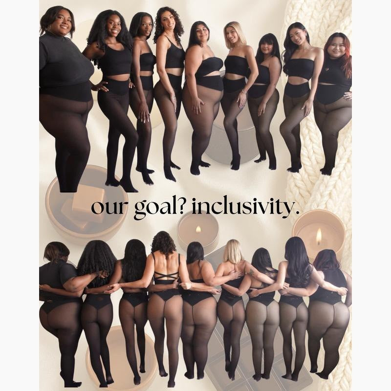 Sheer skin-tone base leggings integrated with fleece-lined tight one-crotch tights