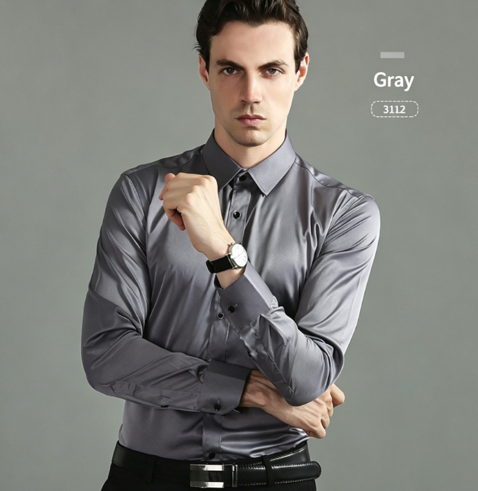 Crisp Stretchable Non-Iron Men's Long Sleeve Shirt