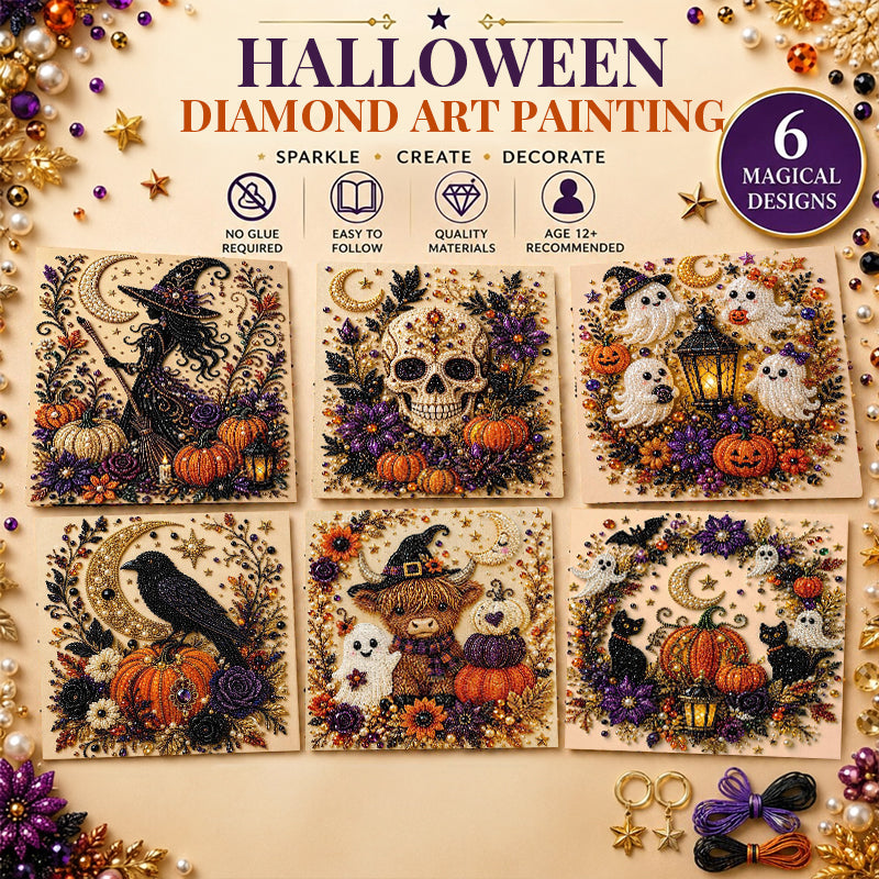 Spooky Ghost Diamond Art Kit, Halloween DIY Wall Decor for Adults & Beginners, Full Drill Gem Painting