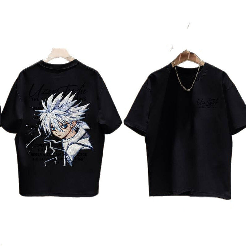 Boy's Short Sleeve T-Shirt Print Top Mid to Large Kids Versatile Student Half Sleeve T-Shirt