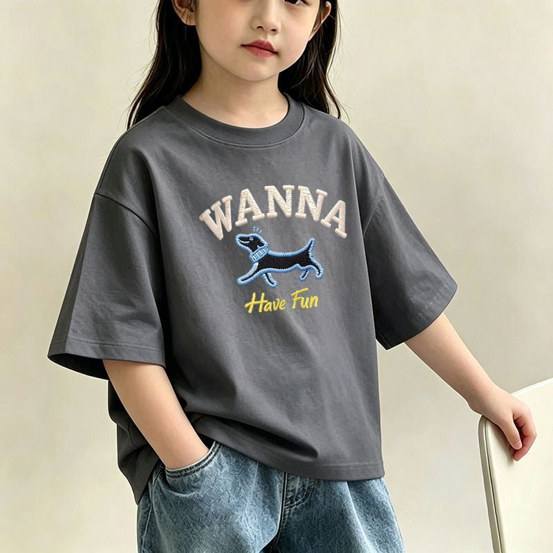 girls' short-sleeve T-shirt for medium and large kids