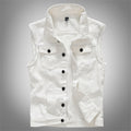 Slim Fit Trendy Men's White Denim Vest Denim Waistcoat Denim Sleeveless Top