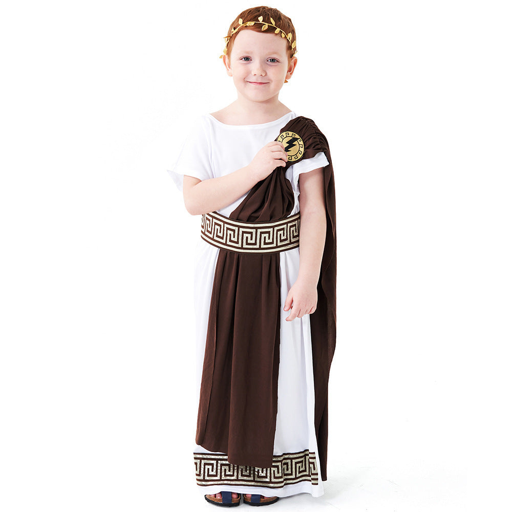 Children's Ancient Greek Mythology Cosplay Costume Roman Toga Playwear for Boys