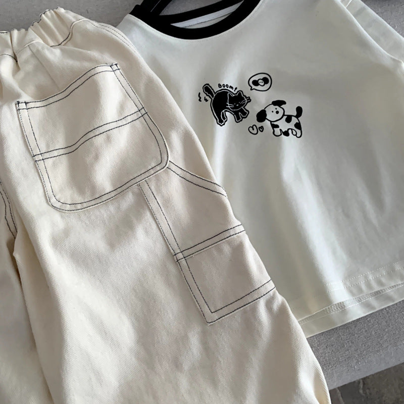 Spring and Autumn workwear boys loose casual pants