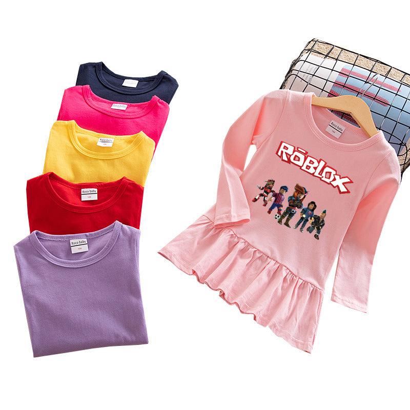 Girls' round neck cotton dress
