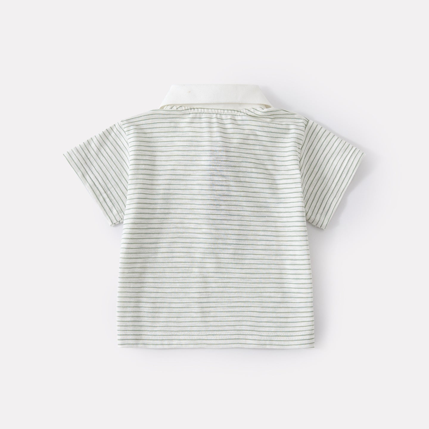 Stripe Polo Neck Short Sleeve Baby Casual Shorts Knit Two-Piece Set