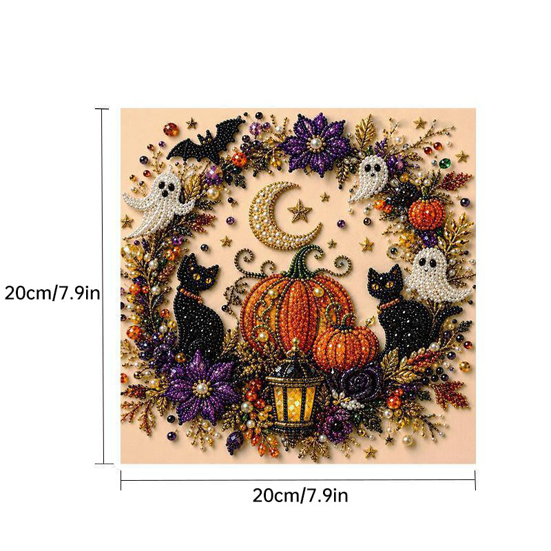 Spooky Ghost Diamond Art Kit, Halloween DIY Wall Decor for Adults & Beginners, Full Drill Gem Painting