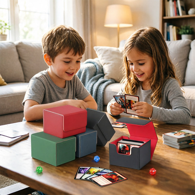 Magnetic Trading Card Storage Box - 100 Card Capacity (Sleeved), Waterproof & Stain Proof Collectors Case