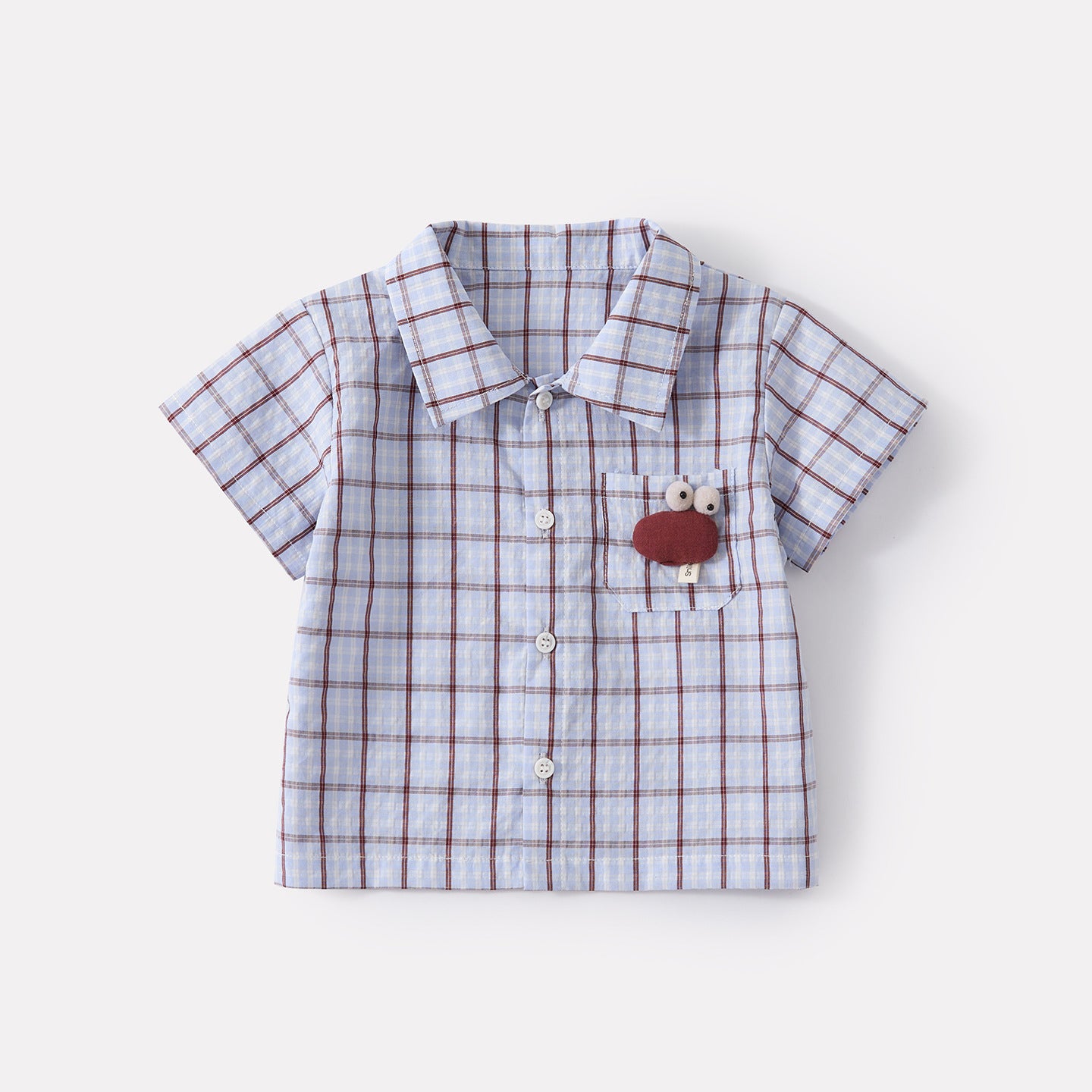Infant and Toddler 3D Cartoon Checkered Short-Sleeve Shirt with Casual Lightweight Cargo Shorts Two-Piece Set