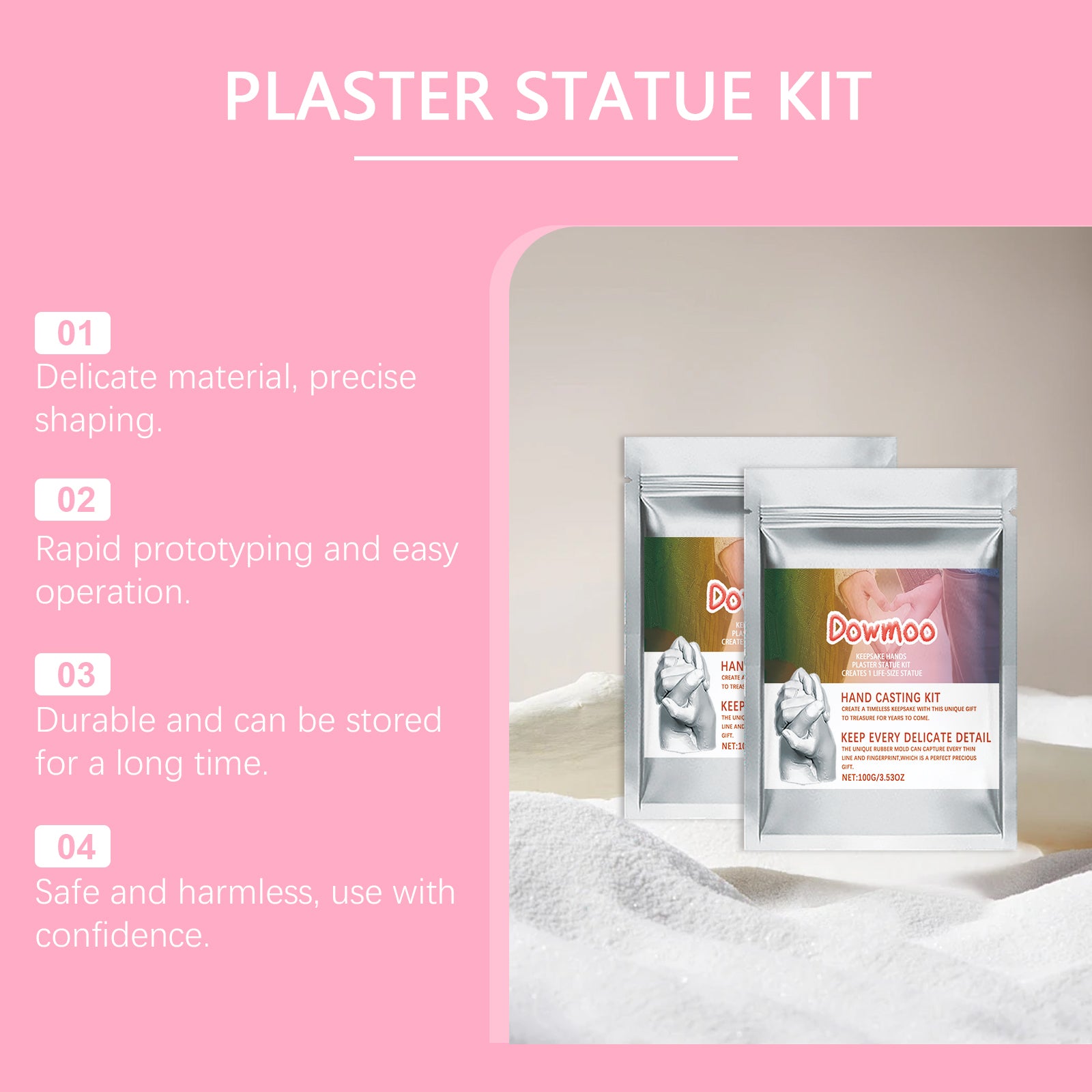Dowmoo Hand Model Powder Set, 3d Hand Model Plaster Making Material Diy Commemorative Gift Clone Model Powder