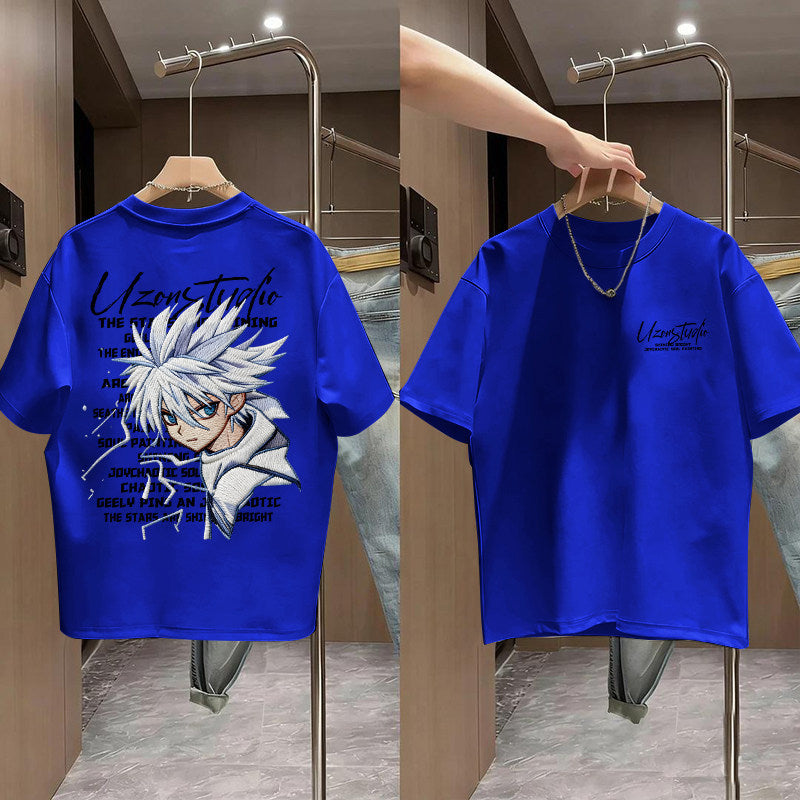 Boy's Short Sleeve T-Shirt Print Top Mid to Large Kids Versatile Student Half Sleeve T-Shirt