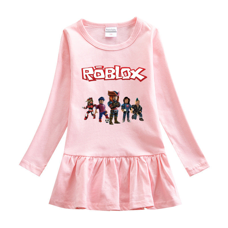 Girls' round neck cotton dress