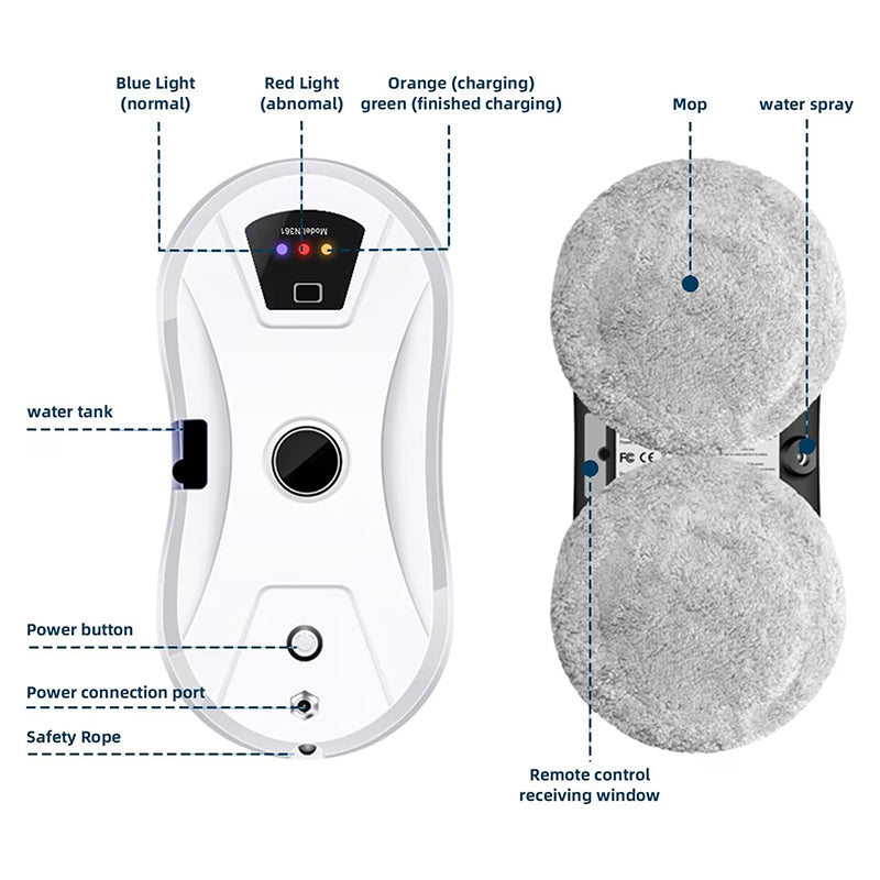 5600Pa Smart Window Cleaning Robot, Ultra-Thin Auto Glass Cleaner with Remote for Home & Office