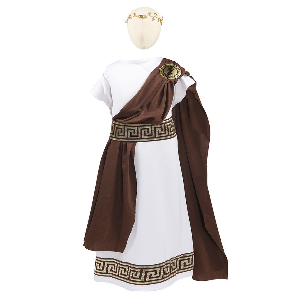 Children's Ancient Greek Mythology Cosplay Costume Roman Toga Playwear for Boys