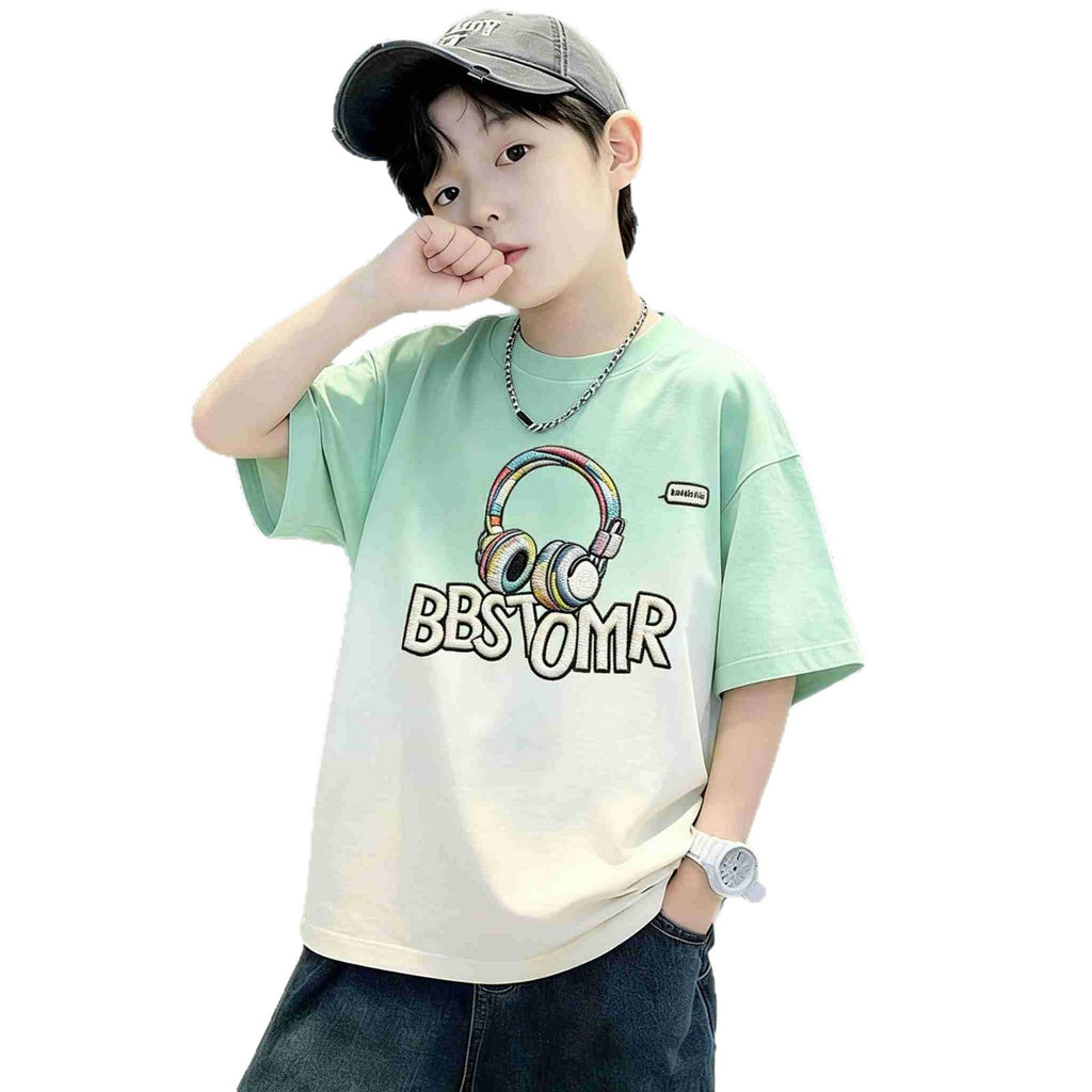 Kids Boys T-Shirt Children's Short Sleeve Dopamine Top Loose Mid to Large Size Casual Trendy T-Shirt