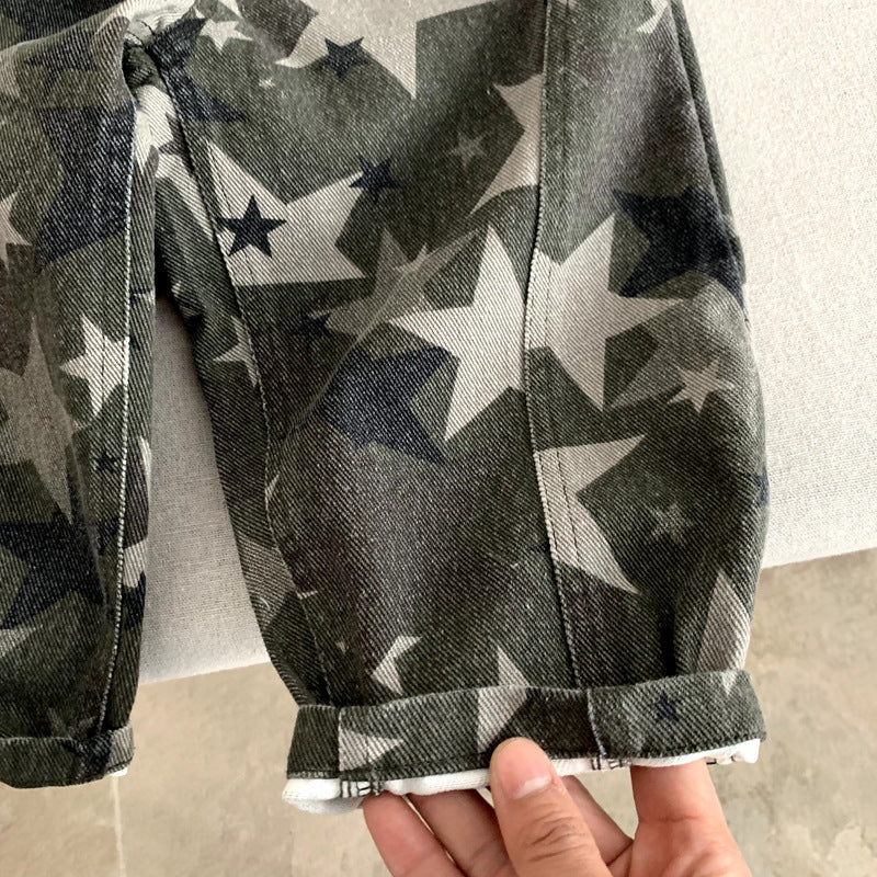 Full star camouflage denim pants for boys
