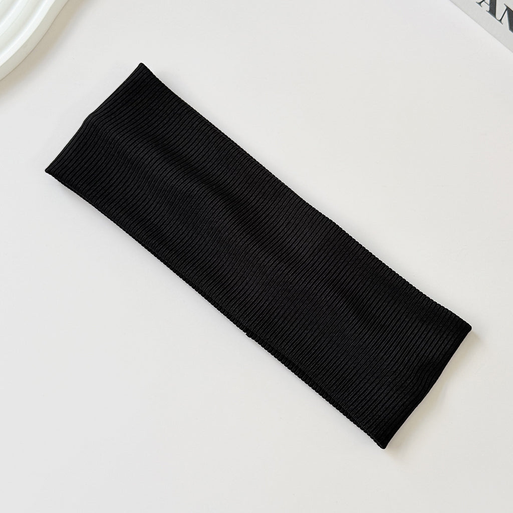 Cotton Elastic Headband Wide Sweat-Absorbent Band, Solid Color, Multi-Functional Headwear