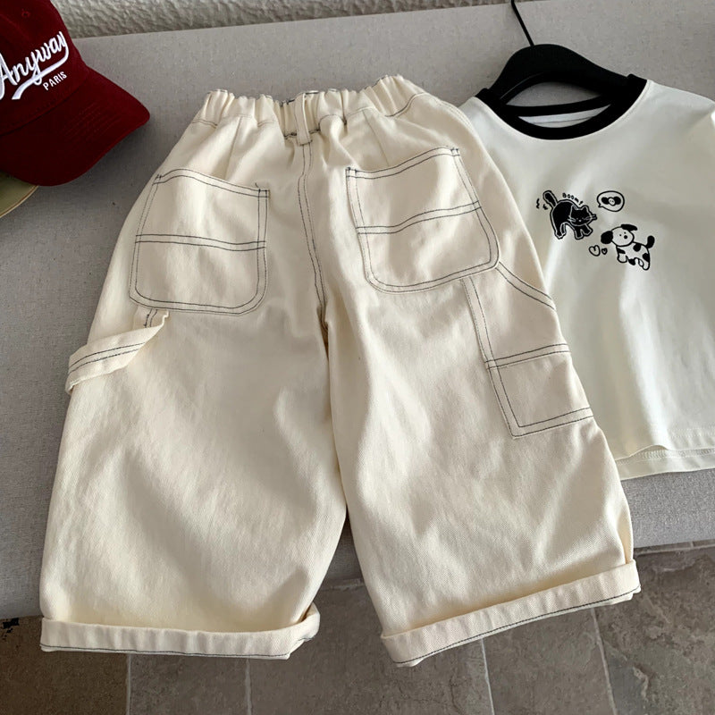 Spring and Autumn workwear boys loose casual pants