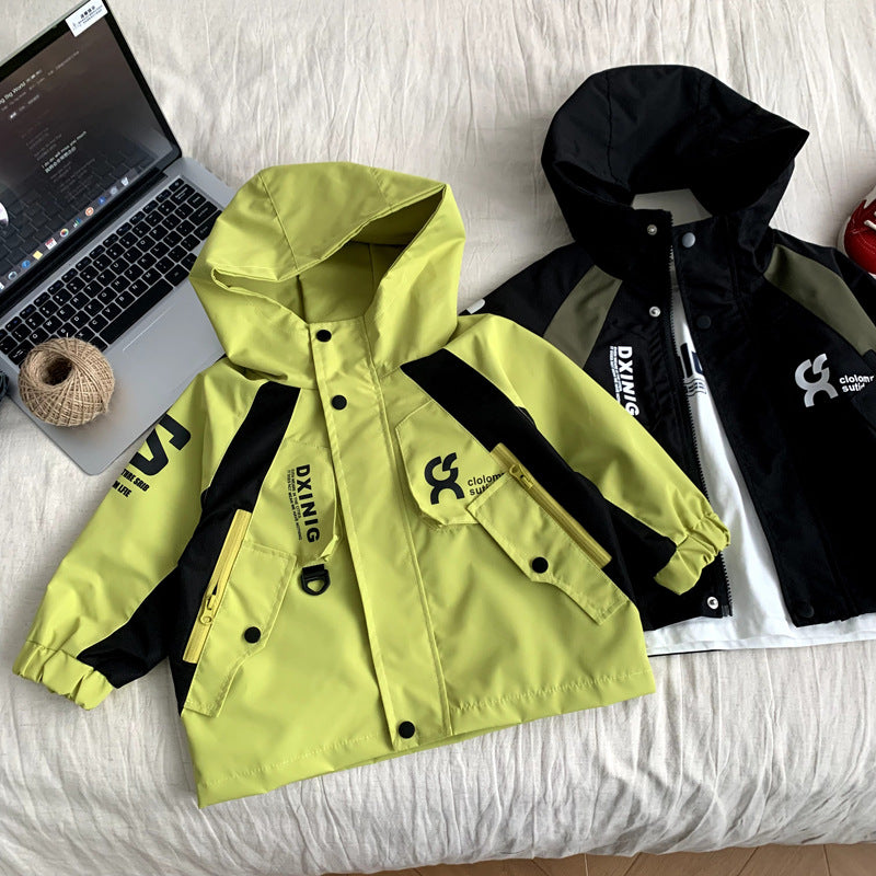 Children's windbreaker hooded spring and autumn hooded assault suit