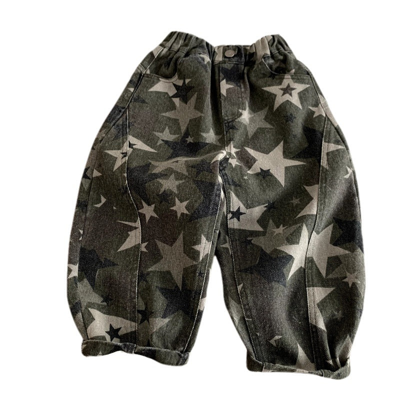 Full star camouflage denim pants for boys
