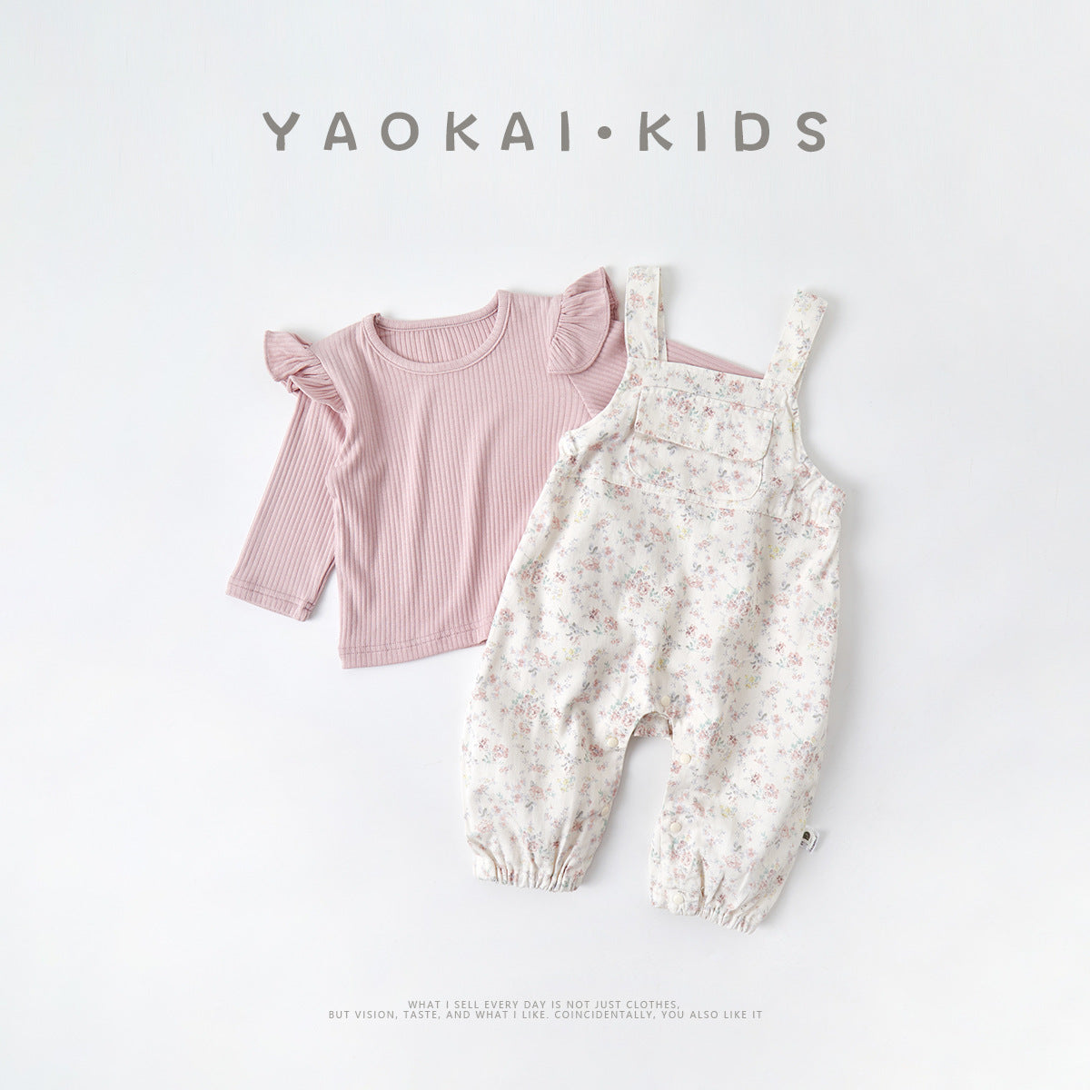 Floral Overalls Set with Bodysuit for Baby Girls, Autumn Fashion Two-Piece Outfit