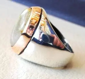 Wholesale Men Ring New Arrival Natural Golden Rutile Gemstone Arabic Design Ottoman Style Ring Jewelry 925 Sterling Silver Ring