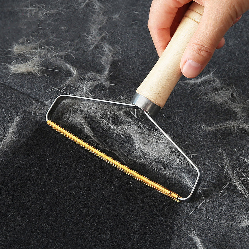 Wooden Handle Lint Remover Double-Sided Hair Removal Tool for Clothes
