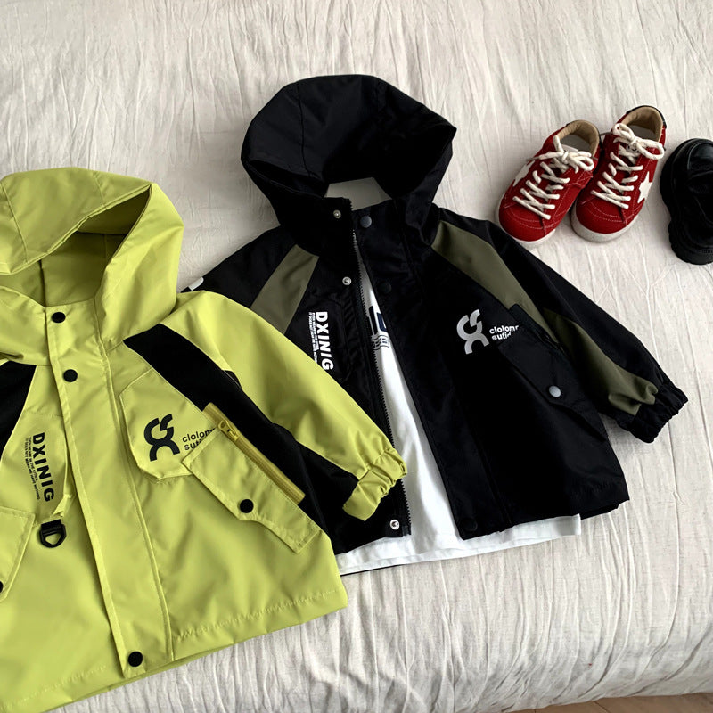 Children's windbreaker hooded spring and autumn hooded assault suit