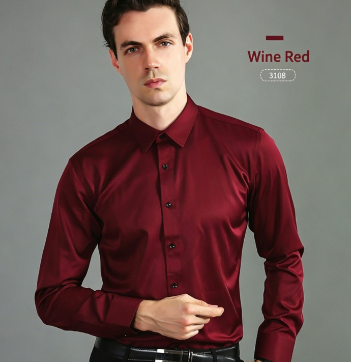 Crisp Stretchable Non-Iron Men's Long Sleeve Shirt