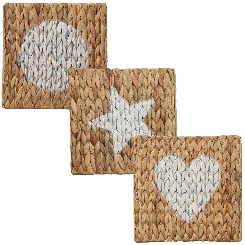 Square Placemat  with decorative painted center Eco friendly products Made in Vietnam Table decoration Woven Placemat Wholesale