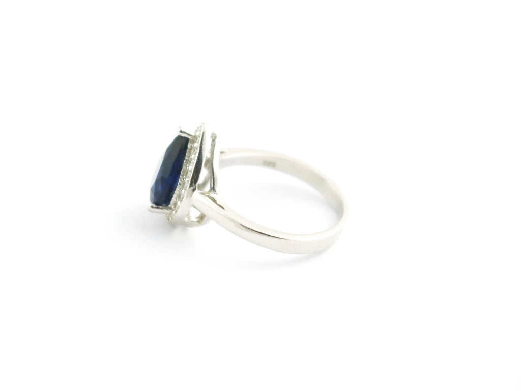 Sapphire Quartz Teardrop 925 Sterling Silver September Birthstone Promise Engagement Ring