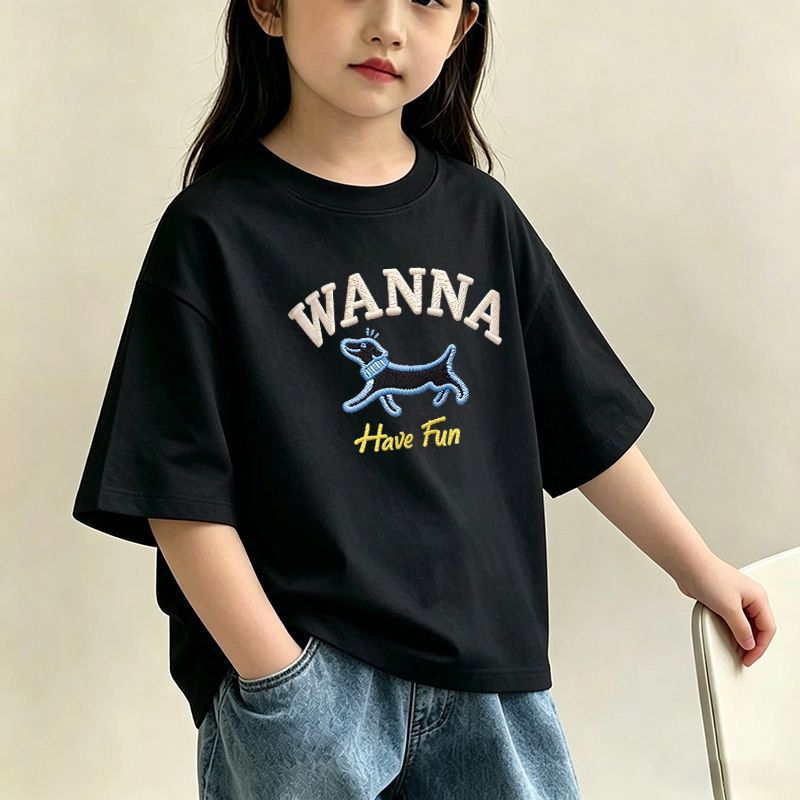 girls' short-sleeve T-shirt for medium and large kids