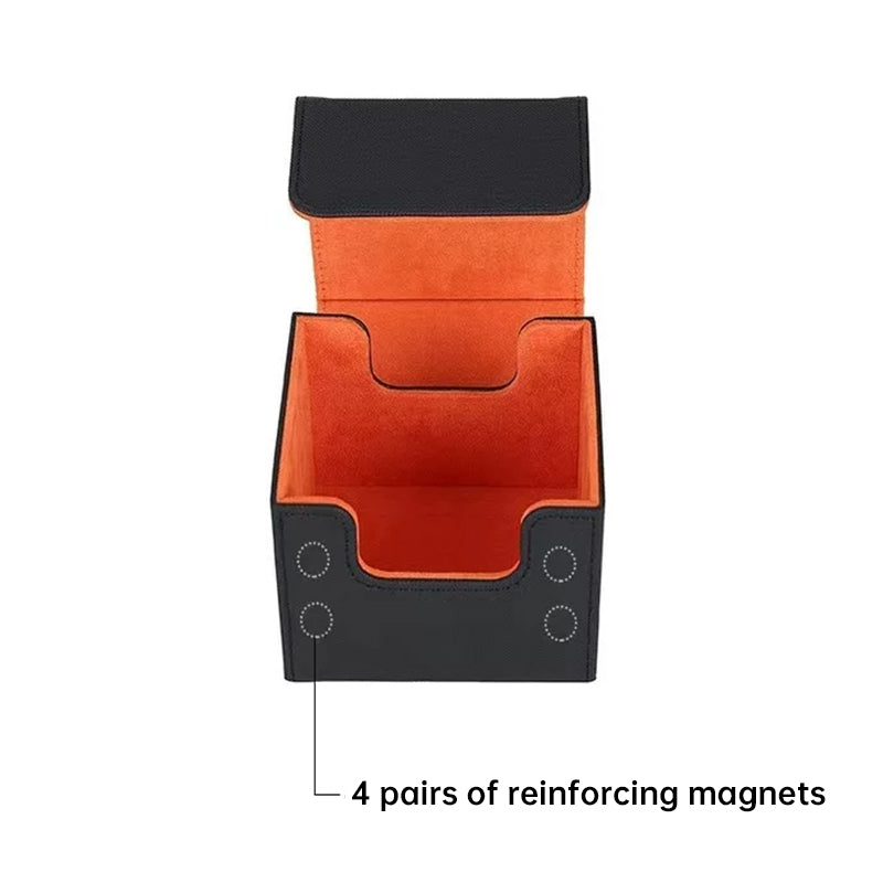 Magnetic Trading Card Storage Box - 100 Card Capacity (Sleeved), Waterproof & Stain Proof Collectors Case