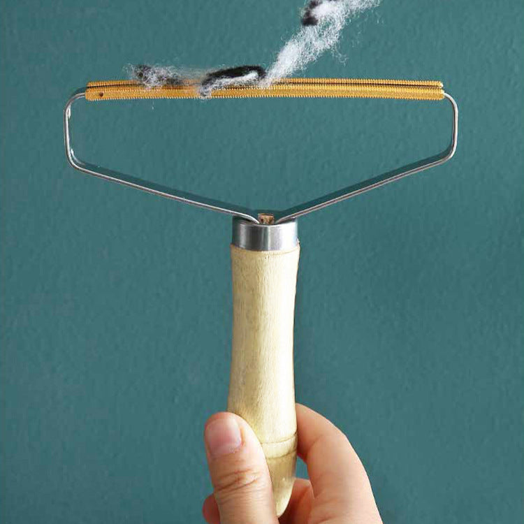 Wooden Handle Lint Remover Double-Sided Hair Removal Tool for Clothes
