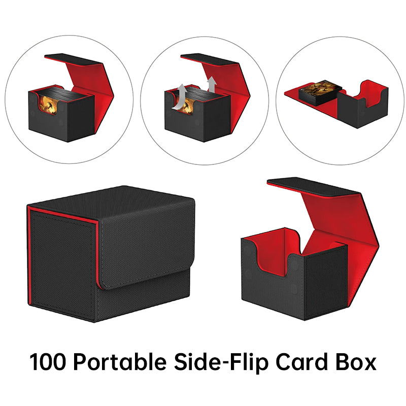Magnetic Trading Card Storage Box - 100 Card Capacity (Sleeved), Waterproof & Stain Proof Collectors Case