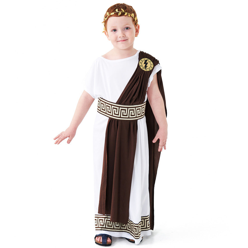 Children's Ancient Greek Mythology Cosplay Costume Roman Toga Playwear for Boys