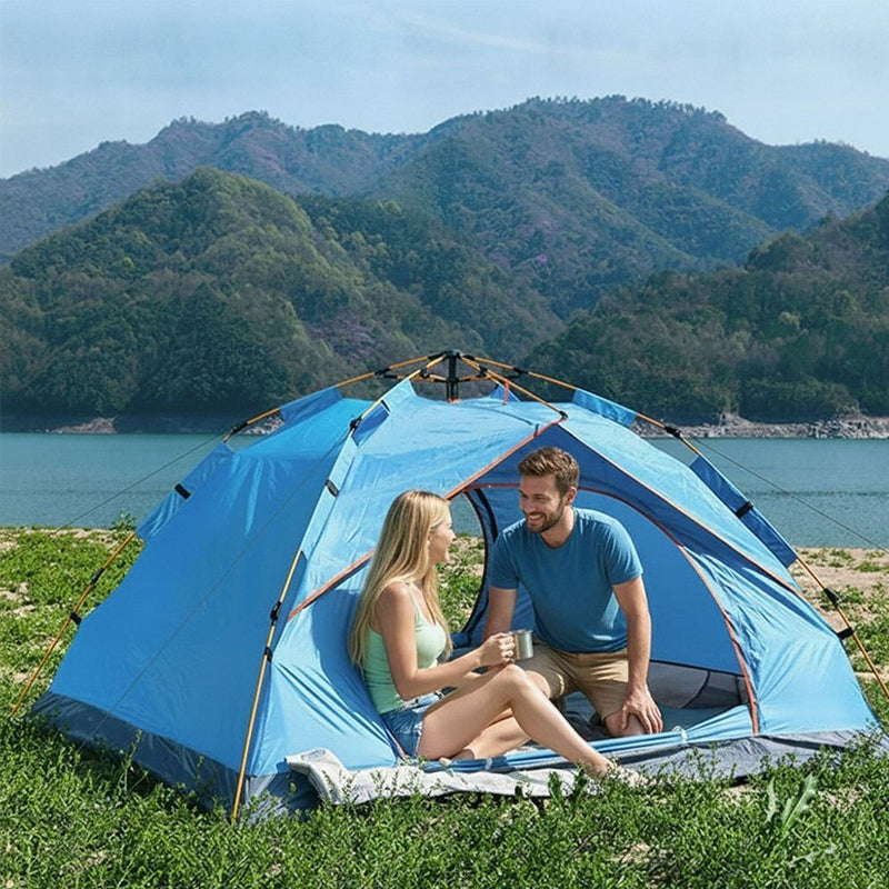 Automatic Pop Up Camping Tent 3-4 Person, Instant Setup Waterproof UV Protection Sun Shelter for Beach Fishing Outdoor