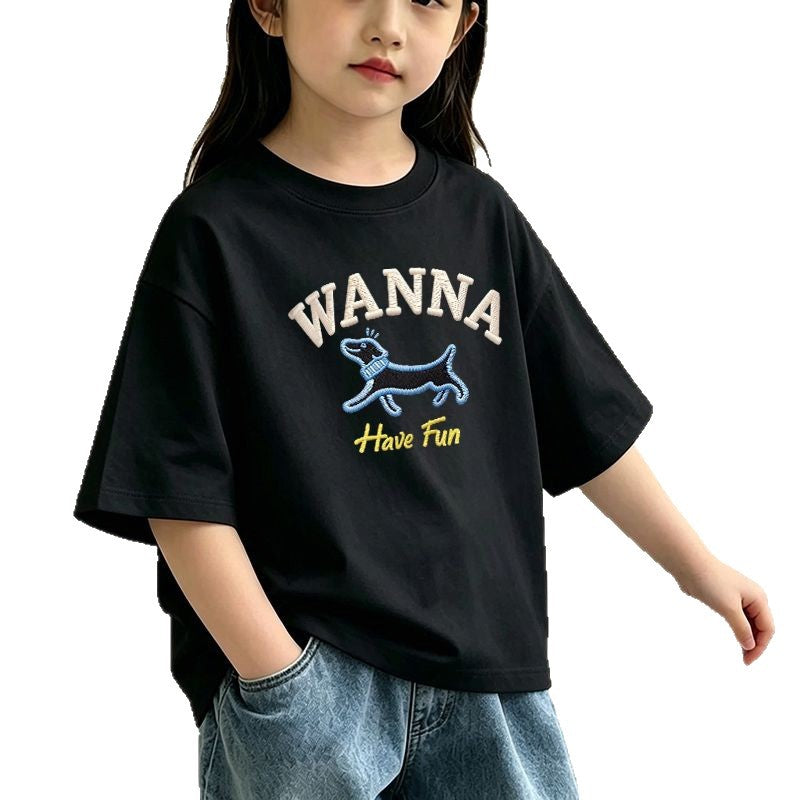 girls' short-sleeve T-shirt for medium and large kids