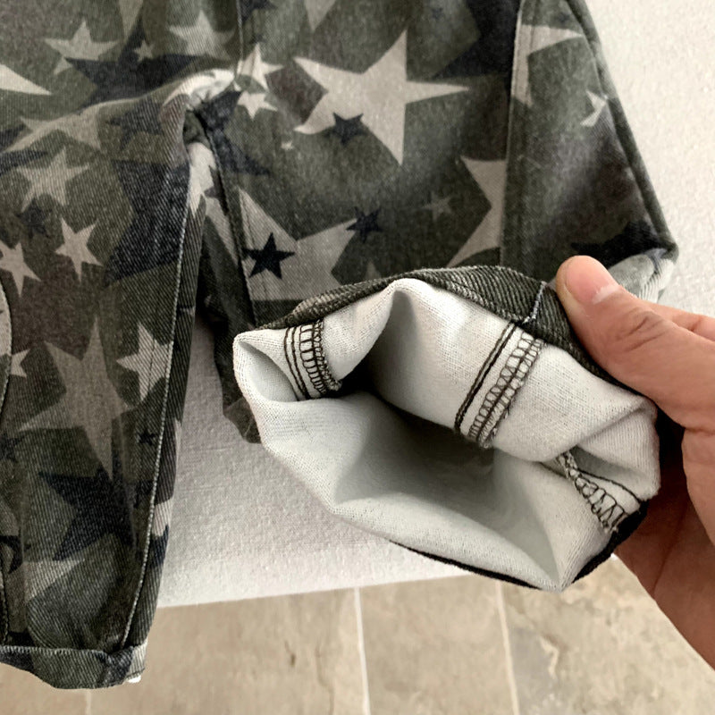 Full star camouflage denim pants for boys