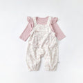 Floral Overalls Set with Bodysuit for Baby Girls, Autumn Fashion Two-Piece Outfit