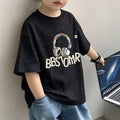 Kids Boys T-Shirt Children's Short Sleeve Dopamine Top Loose Mid to Large Size Casual Trendy T-Shirt