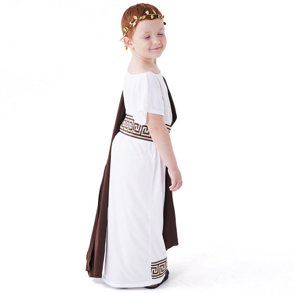 Children's Ancient Greek Mythology Cosplay Costume Roman Toga Playwear for Boys