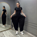 Style summer short sleeve T-shirt wide-leg pants casual elegant women's set