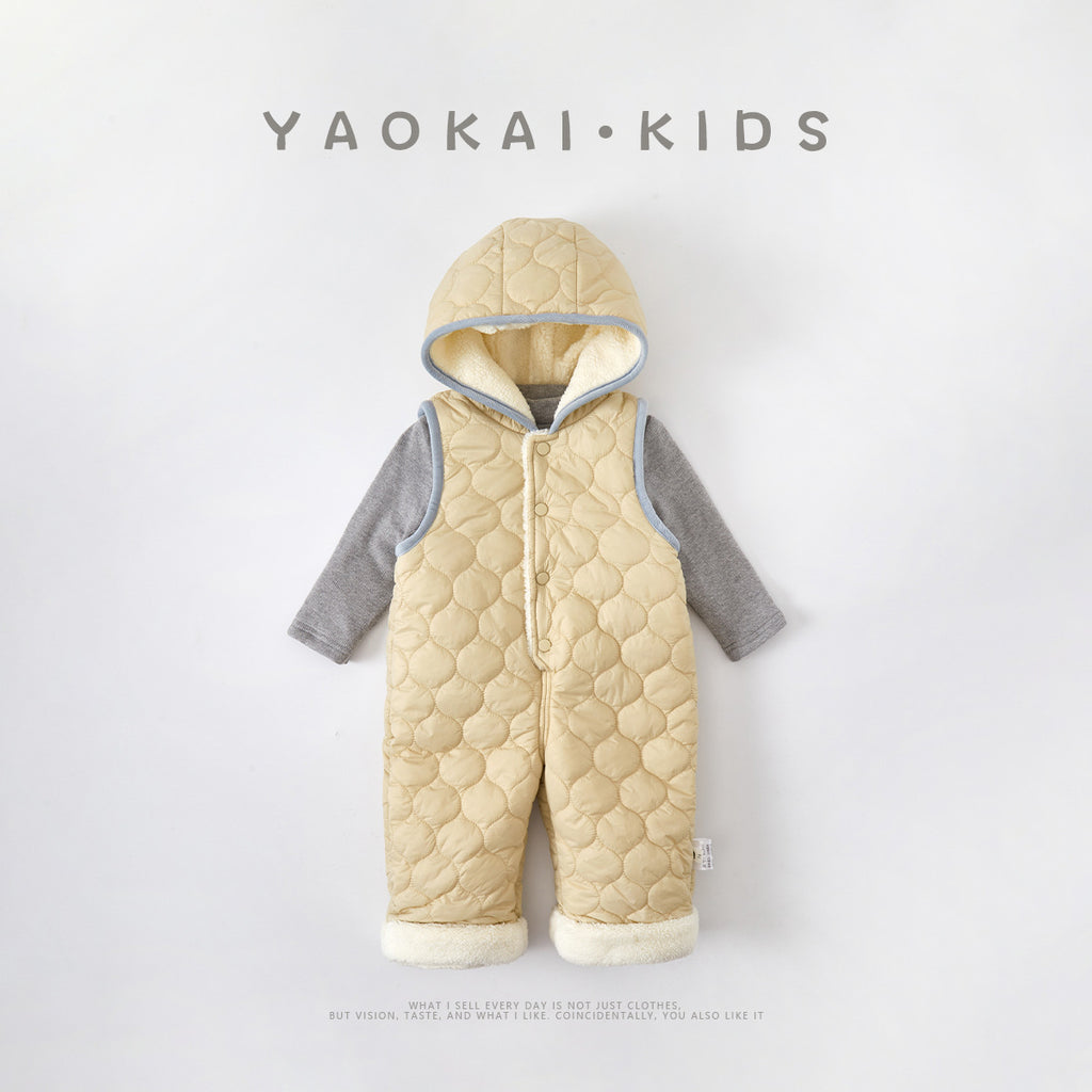 Cute Baby Vest Romper  Warm Cotton-Padded Pants for Boys and Girls