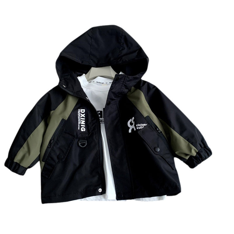 Children's windbreaker hooded spring and autumn hooded assault suit