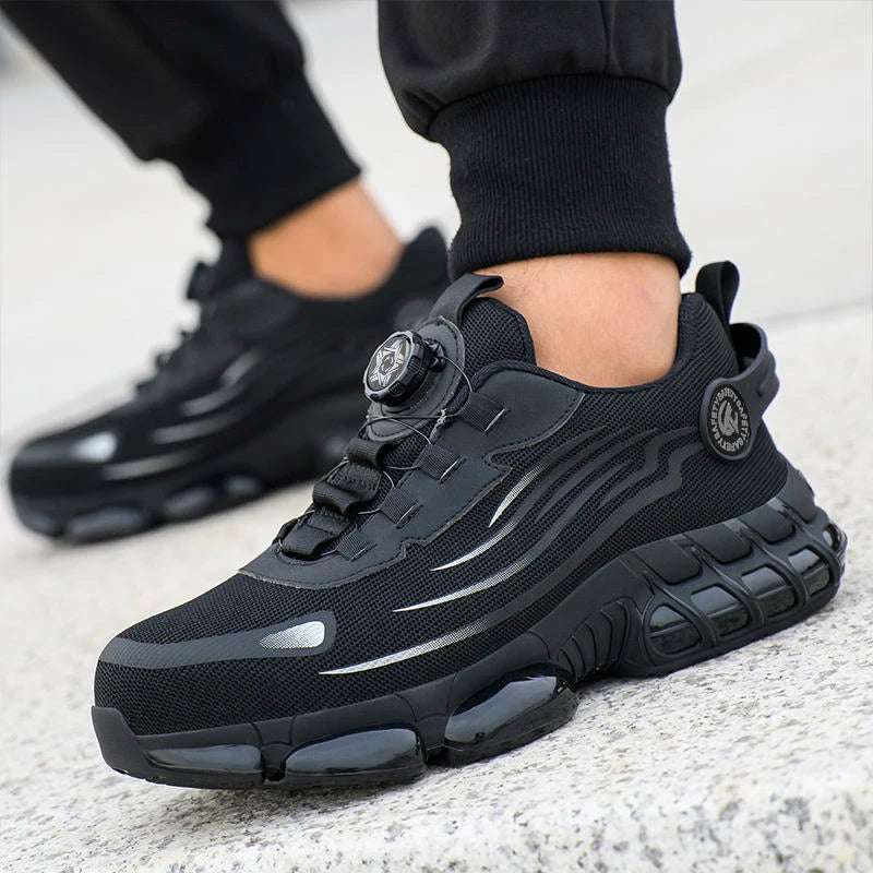 JianKun Breathable Anti Smash Steel Toe Construction Men Industrial Boots Men Work Automatic Button Safety Sneakers SAFETY Shoes