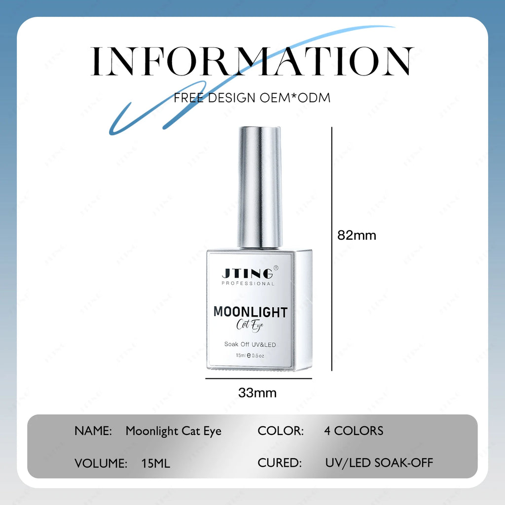 JTING Newest 4colors Universal Silver Moonlight Cat Eye Nail Gel Polish Set Magnetic Crystal Diamond Cat Eye Gel Polish